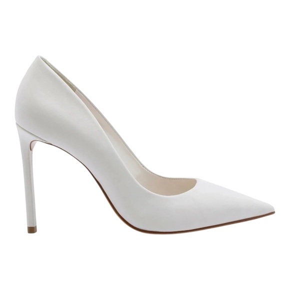 SCHUTZ Women's Lou White Leather Pointed Toe Stiletto Heels Pump Size 8 - Picture 1 of 8